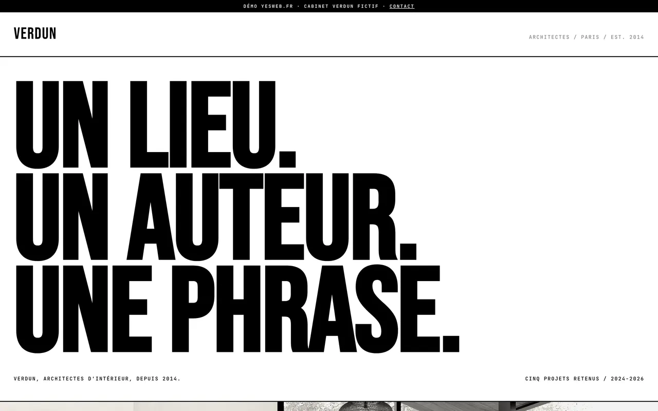 Aperçu du site web Brutaliste, Typo dominante, pour cabinet d'architectes